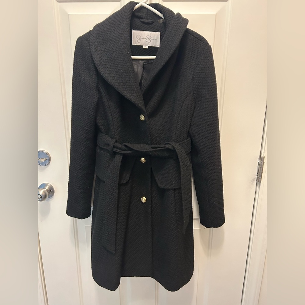 Black Jessica Simpson coat size large gold buttons